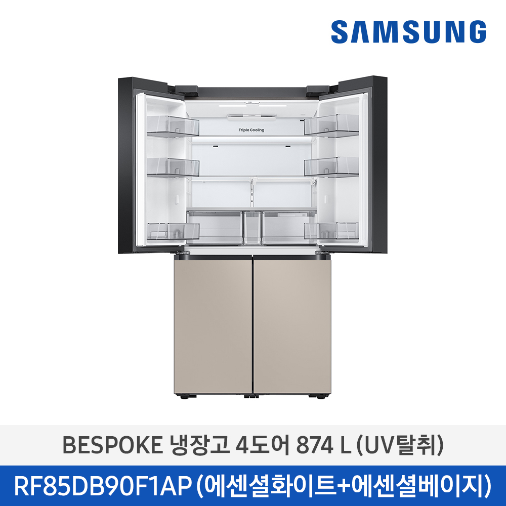 삼성 비스포크 4도어 냉장고 RF85DB90F1APWT