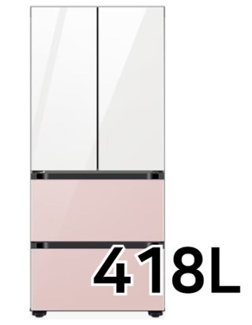 삼성 비스포크 AI 김치플러스 418L 키친핏 글램화이트+글램핑크 RQ42DB94Q2AP52