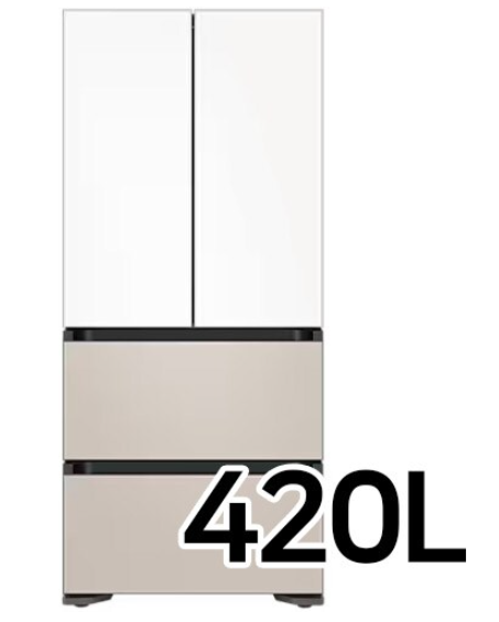 삼성 비스포크 AI 420L 김치플러스 키친핏 새틴베이지+새틴화이트 RQ42DB94Q2AP96